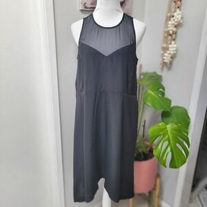 NWT MADEWELL 100% Silk Crepe‎ Parkerview Trapeze Hem Midi Dress Black Medium NEW